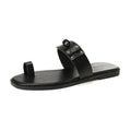 2026New Summer Style Toe-Loop Flat Sandals for Women with Buckle Strap, Roman Beach Slippers, Fashionable Slide Sandals